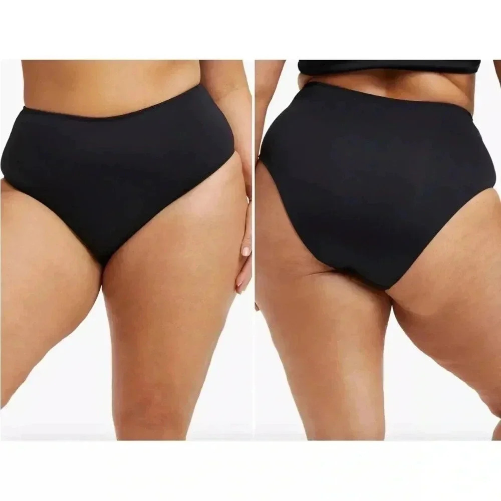 NEW Good American Size 8 US 5X-6X Bikini Bottom Black GSW0449 Swim Scuba